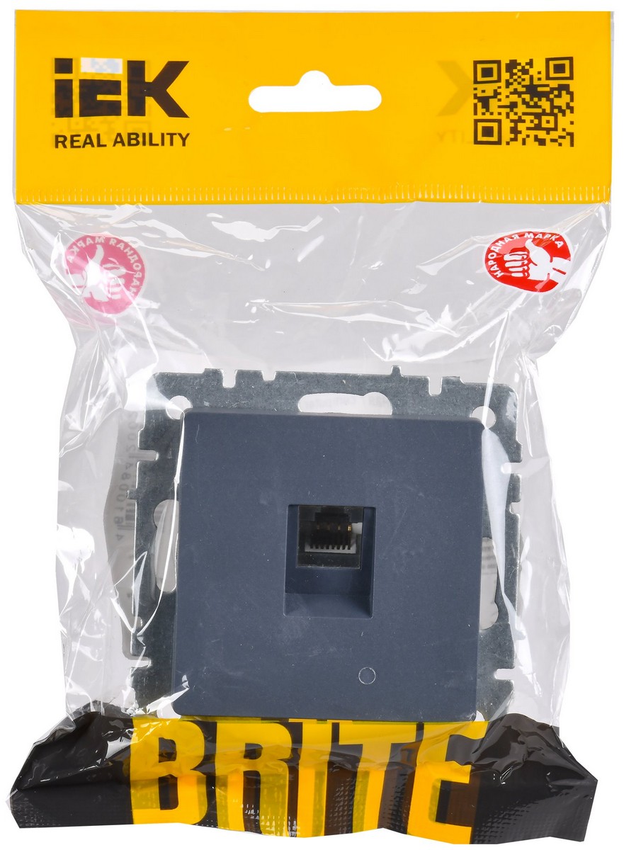 IEK Brite Маренго Розетка IEK BRITE компьютерная RJ45 кат.5E РК10-БрМ маренго BR-K10-1-K35