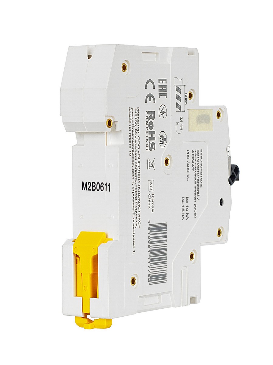 1 полюсные (однополюсные) Автоматический выключатель IEK ARMAT M10N 1P B 6А AR-M10N-1-B006 