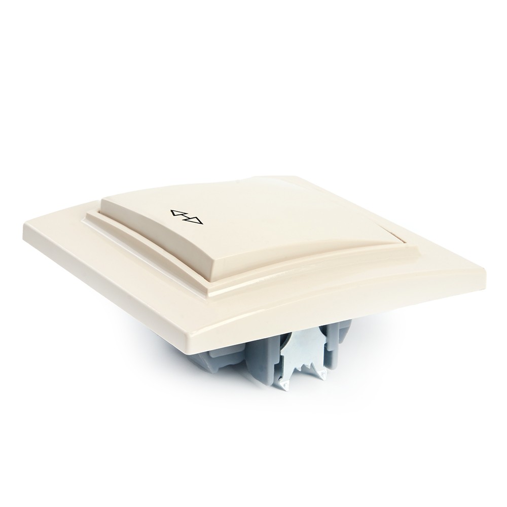 Эрна - Розетки и выключатели Stekker Переключатель перекрестный 1-клавишный STEKKER PSW10-9009-02 10А Эрна слоновая кость с рамкой 39926