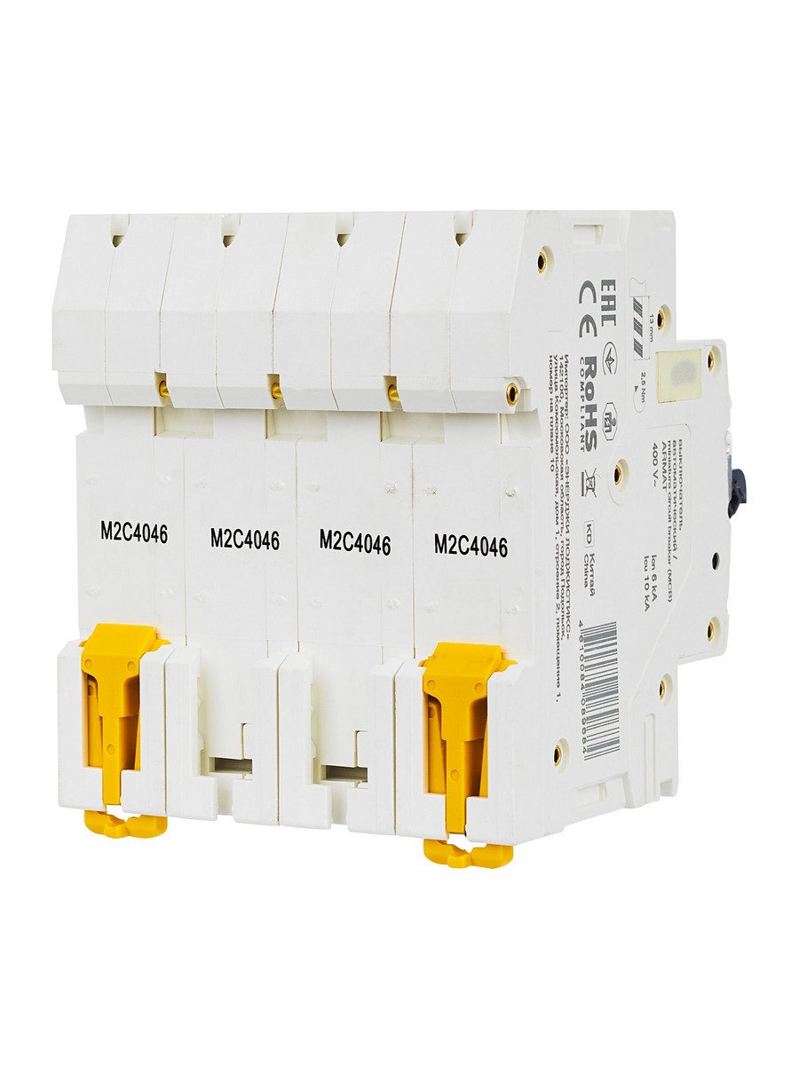 4 полюсные (четырехполюсные) Автоматический выключатель IEK ARMAT M06N 4P C 40А AR-M06N-4-C040 