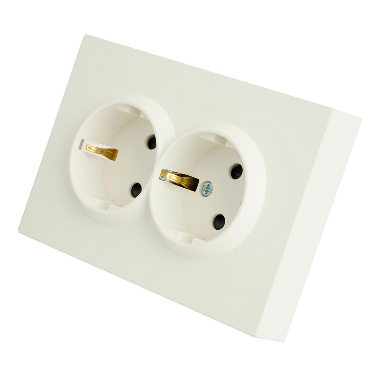 Эмили - Розетки и выключатели Stekker Розетка 2-ая с защитной шторкой с/з 16А STEKKER Эмили RST16-5114-01 белый фарфор soft touch 49882