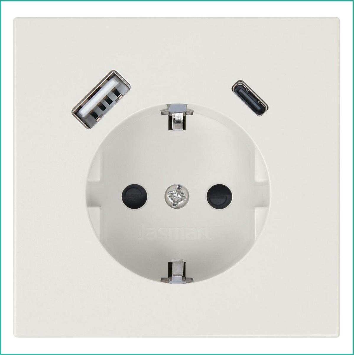 JASMART FD - розетки и выключатели Розетка JASMART FD SCHUKO с USB A+C с защитными шторками 25W Сахара 5501USB-25SH