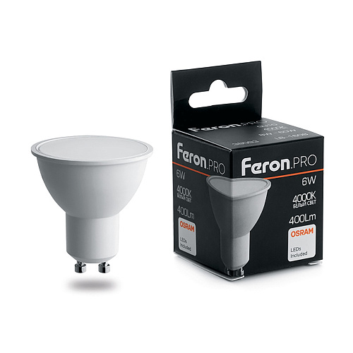 GU10 Лампа светодиодная Feron.PRO LB-1606 GU10 6W 4000K OSRAM LED 38087 