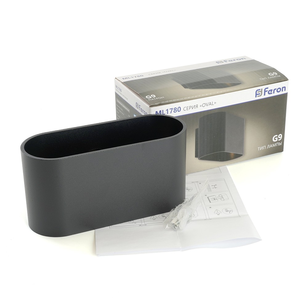 Накладные светодиодные светильники Светильник настенный Feron ML1780 Oval 5W чёрный 48435 
