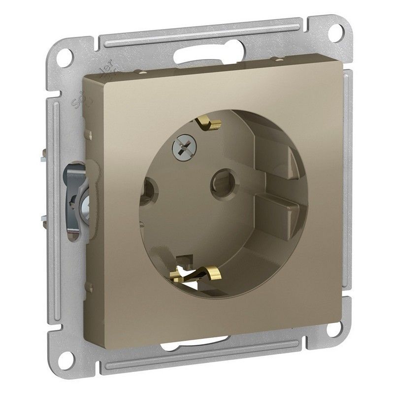 AtlasDesign Шампань Розетка Systeme Electric AtlasDesign Шампань с/з со шторками, 16А, ATN000545