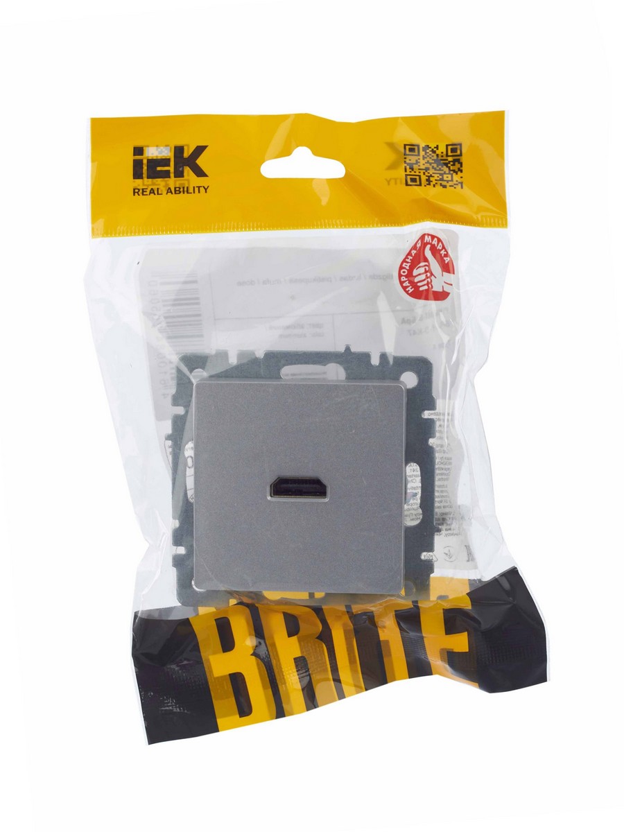 IEK Brite Алюминий Розетка IEK BRITE HDMI РHDMI-0-БрА алюминий BR-H10-K47