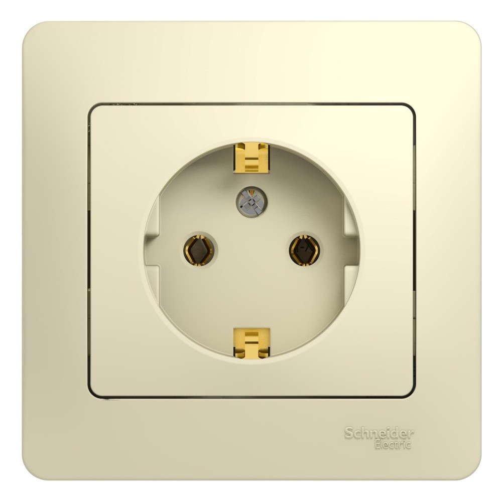 Glossa Бежевый Розетка Systeme Electric Glossa Бежевый с заземлением (в сборе с рамкой) GSL000242