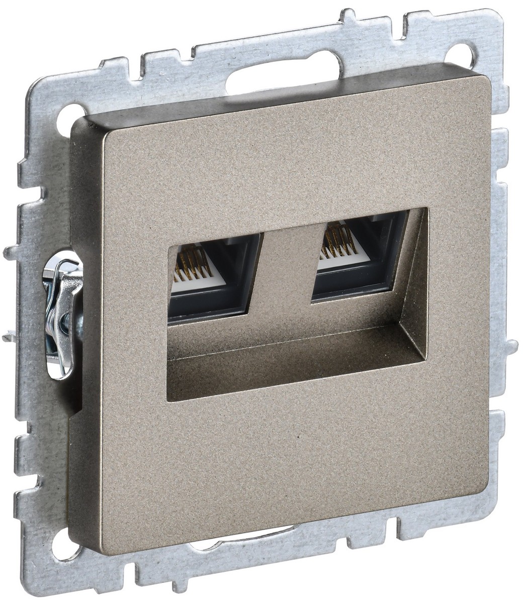IEK Brite Шампань Розетка IEK BRITE компьютерная двойная RJ45 кат.5E РК10-2-БрШ шампань BR-K20-1-K37