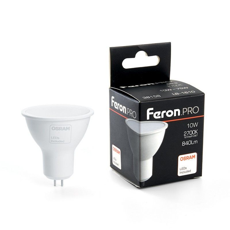 MR11/MR16/GU5.3 Лампа светодиодная Feron.PRO LB-1610 MR16 G5.3 10W 2700K 38158