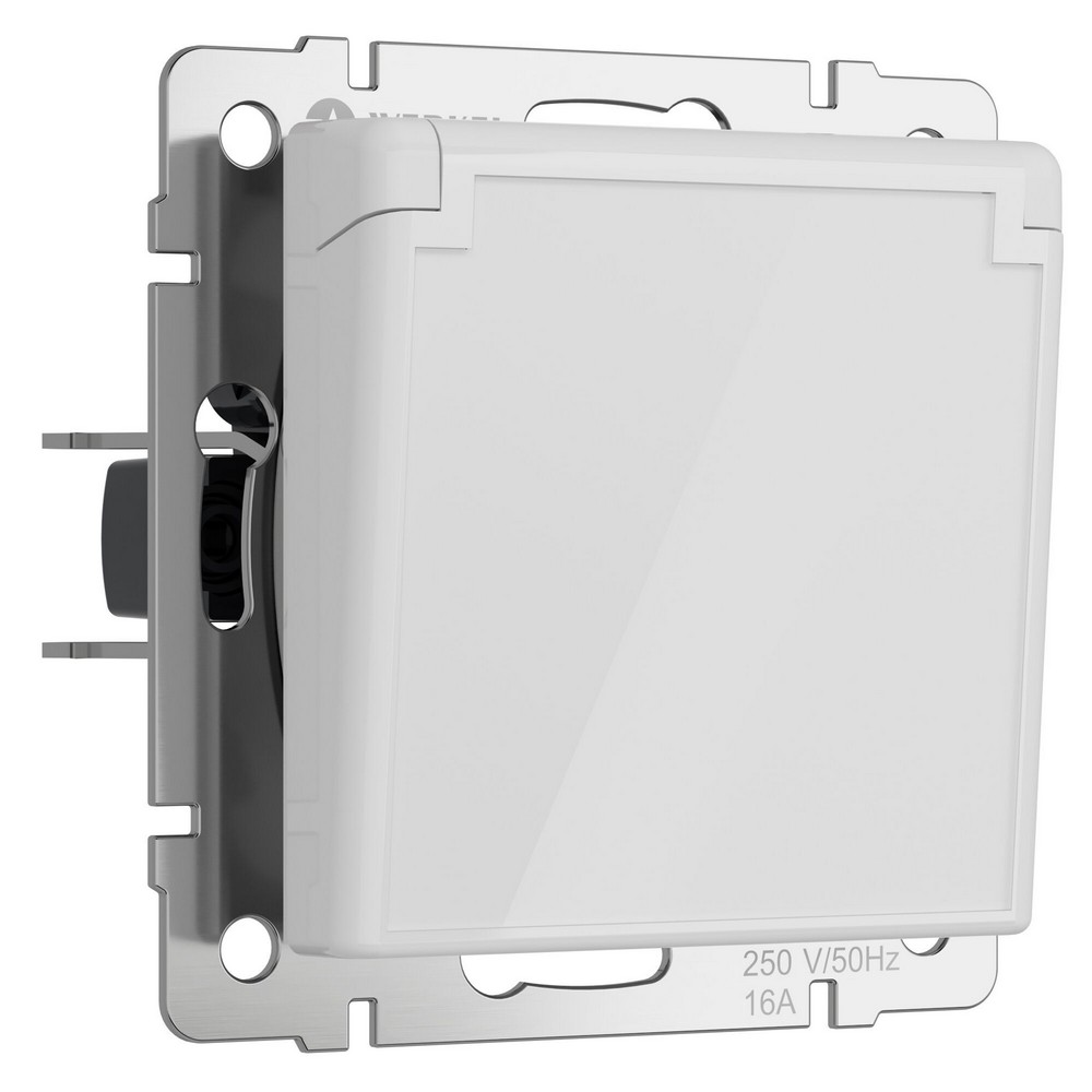 Werkel белый акрил Розетка Werkel влагозащ. с зазем. с защит. крышкой и шторками (белый акрил) W11712410