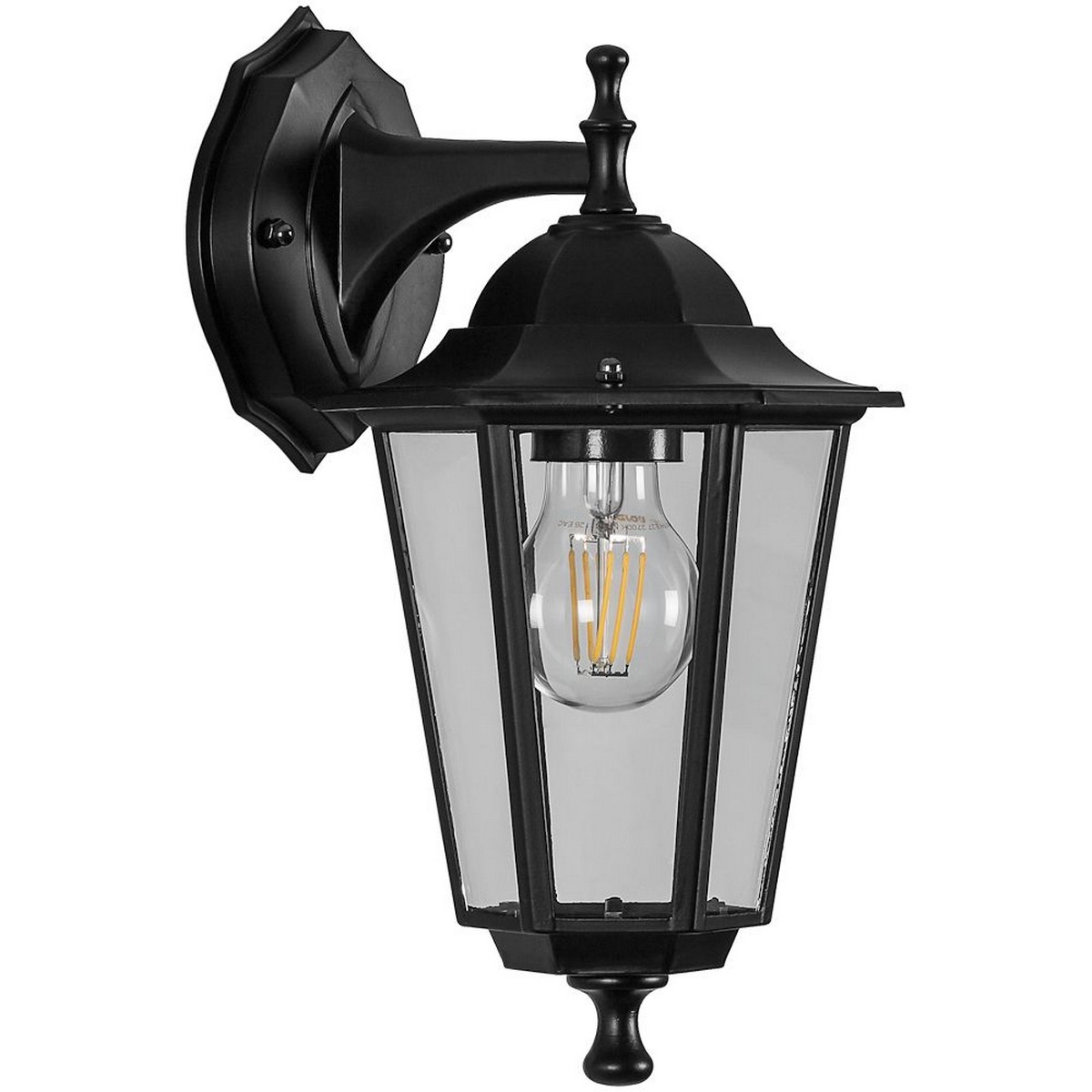 Уличные настенные светильники Светильник садово-парковый Feron PL6202 шестигранный на стену вниз 100W E27 230V черный 11066 