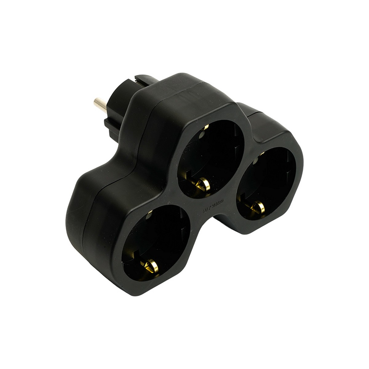 Колодки и удлинители, тройники Разветвитель сетевой 3-местный с/з STEKKER ADP16-13-21 ABS огнеустойчивый пластик черный 50108 