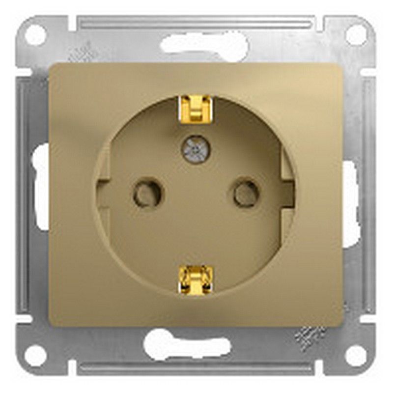 Glossa Титан Розетка Systeme Electric Glossa Титан с заземлением со шторками GSL000445