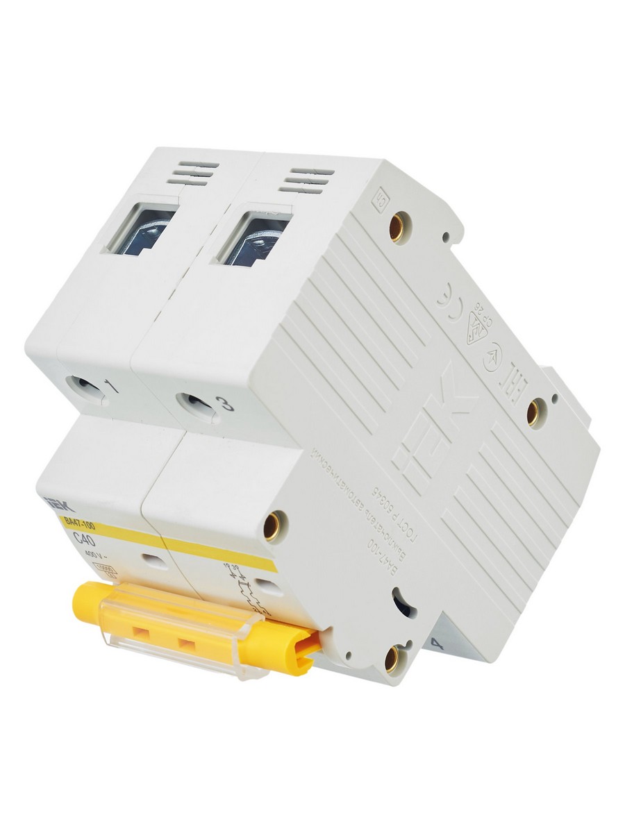 2 полюсные (двухполюсные) Автоматический выключатель IEK KARAT ВА 47-100 2Р 40А 10 кА х-ка С MVA40-2-040-C 