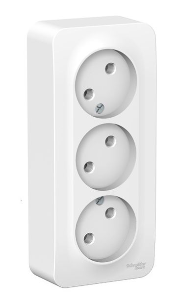 Blanca белые розетки и выключатели Розетка SE Blanca 3-ая Белый наружный б/з без шторок изолир. пластина BLNRA000311