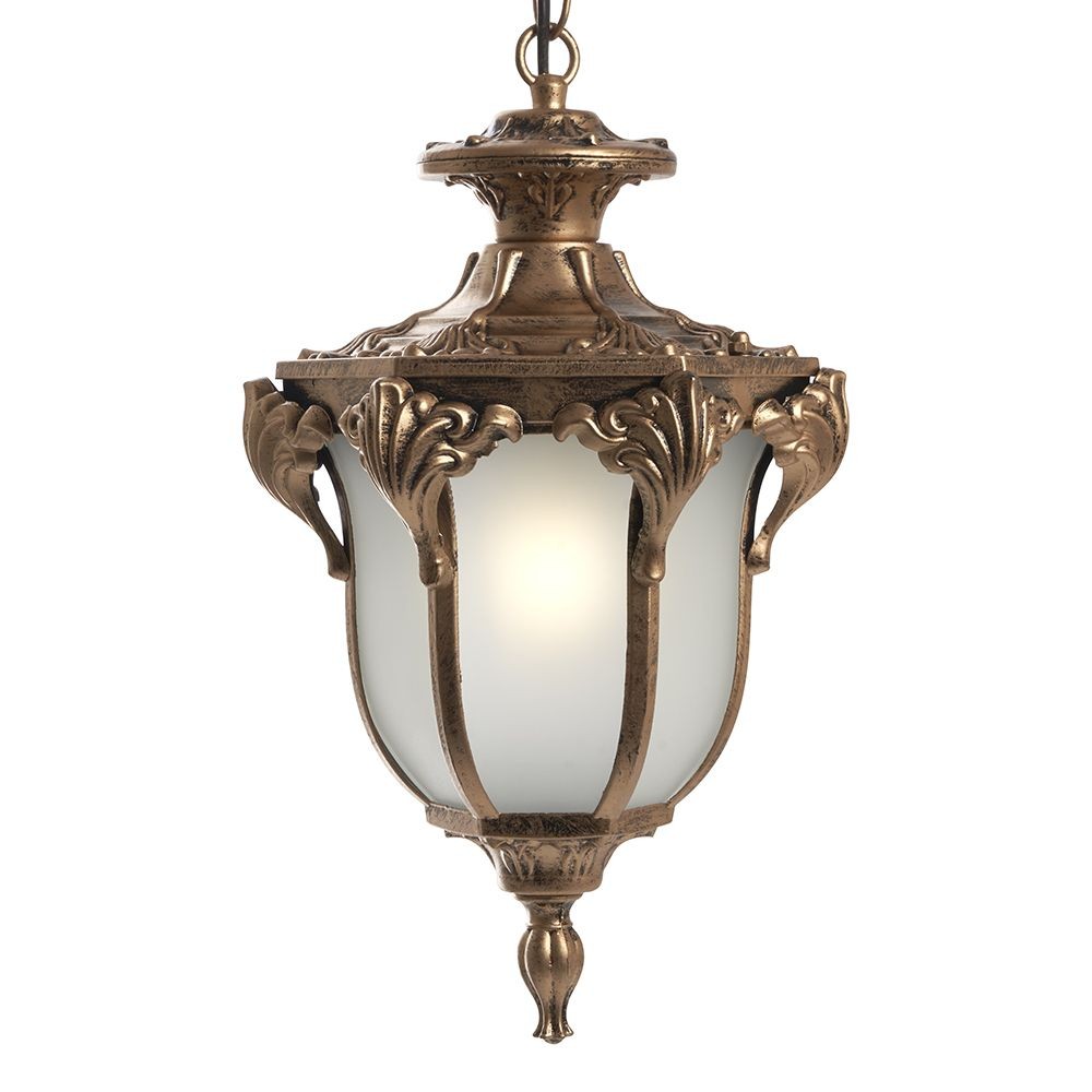 Уличные светильники на цепочке Уличный светильник Feron PL4044 шестигранный на цепочке 60W 230V E27, черное золото 11424 