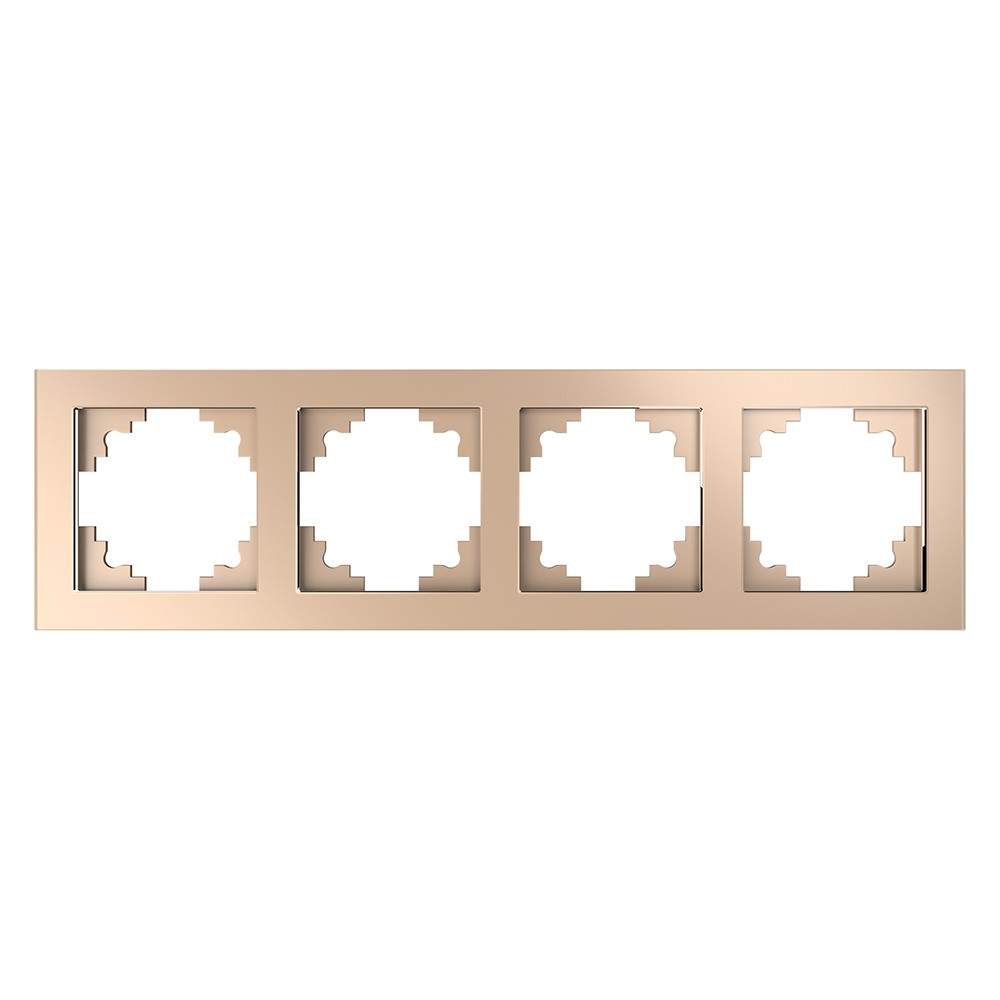 Катрин - Розетки и выключатели Stekker Рамка 4-местная стекло STEKKER GFR00-7004-02 серия Катрин шампань 39530