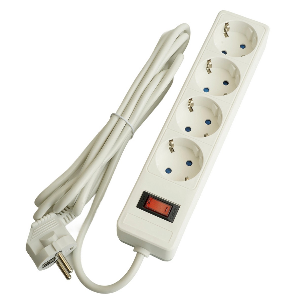 Колодки и удлинители, тройники Сетевой фильтр 4-местный с/з STEKKER HM20-41-02 3x1мм2 1 8 м серия Optima белый 50089 