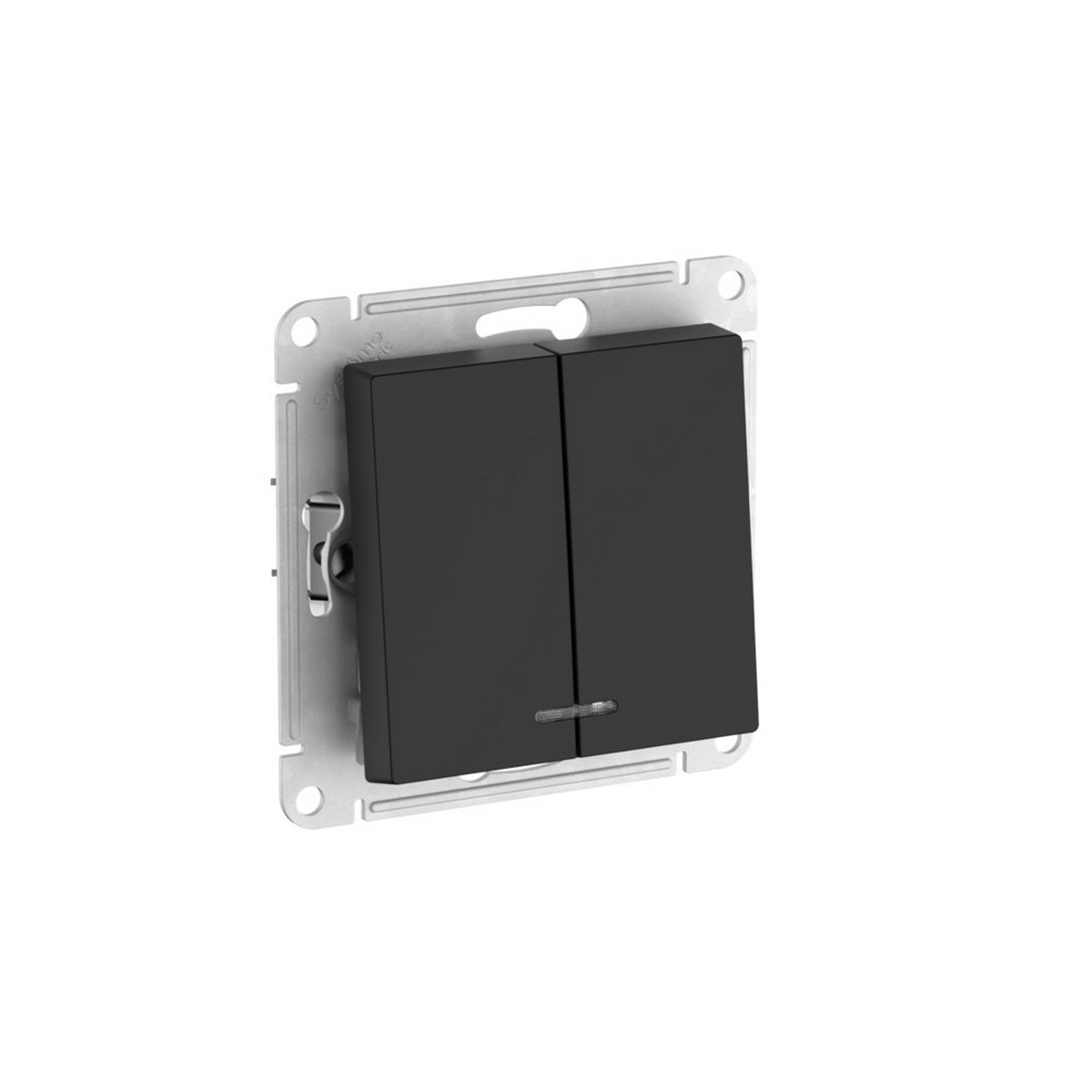 AtlasDesign Карбон Выключатель SE AtlasDesign Карбон 2-клавишный с подсветкой быстрозажим. клем. ATN001053S