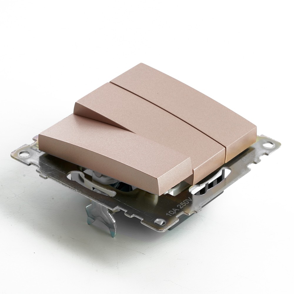 Катрин - Розетки и выключатели Stekker Выключатель 3-клавишный STEKKER GLS10-7108-02 250V 10А Катрин шампань 49174