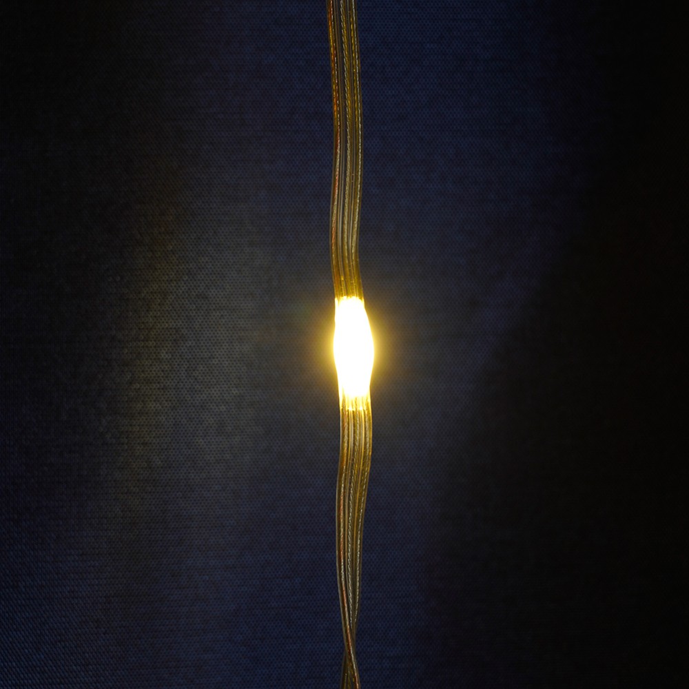 Светодиодная гирлянда Feron CL26 занавес Водопад 2*2м + 3м 230V 2700К, статичная, c питанием от сети, прозрачный шнур 48595