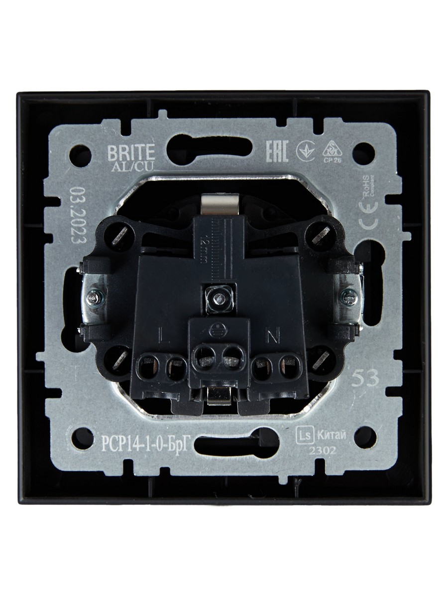 IEK Brite Графит Розетка IEK BRITE Графит с з/к/ш 16А в сборе РСР14-1-0-БрГ BR-R14-16-K53-F