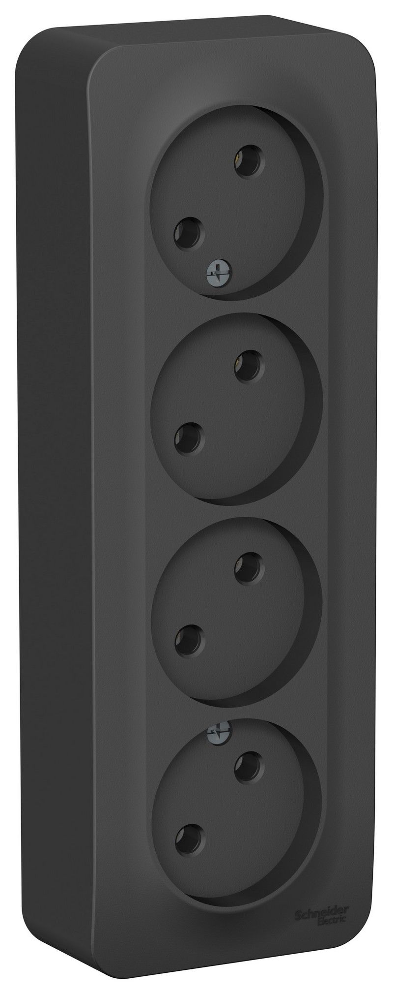 Blanca антрацит розетки и выключатели Розетка SE Blanca 4-ая Антрацит наружный б/з без шторок изолир. пластина BLNRA000416