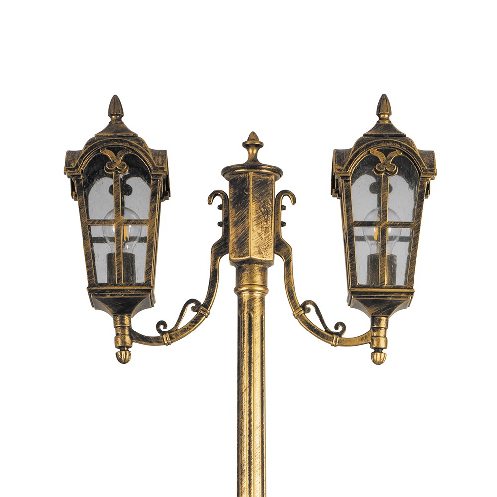 Уличные светильники столб Светильник садово-парковый Feron PL109 четырехгранныйстолб 2*60W 230V E27 черное золото 11301 