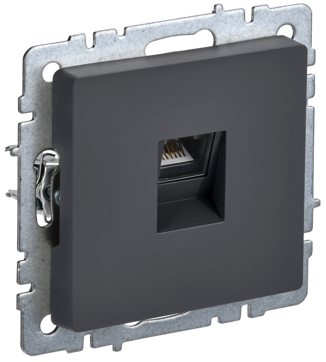 IEK Brite Графит Розетка компьютерная IEK BRITE BASE Графит RJ45 кат.6 РК11-БрГ BR-K10-2-K53