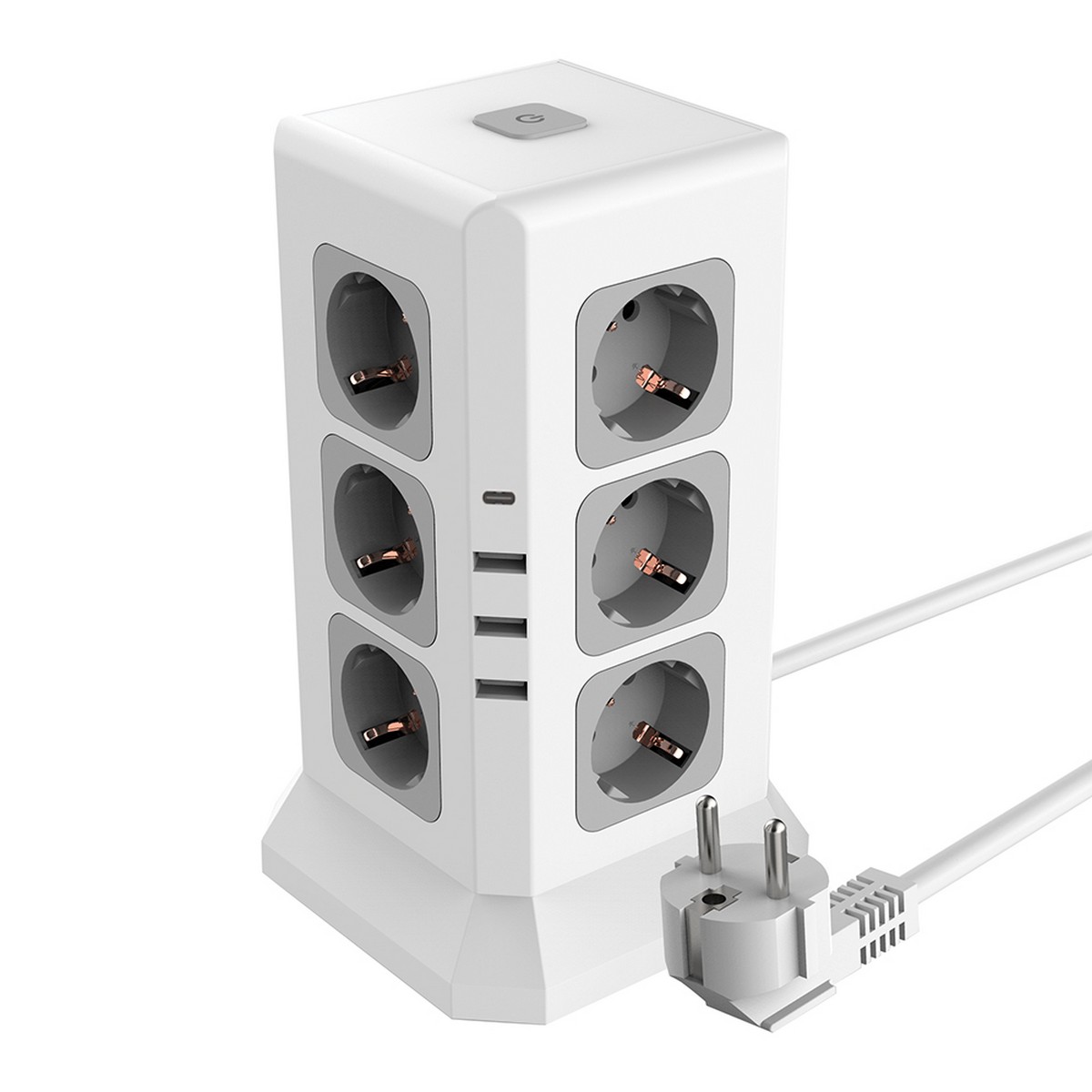 Колодки и удлинители, тройники Удлинитель STEKKER 12-местн с/з 1.5 м 3USB A + 1C 5V 3,4A белый Comfort HM10-61-01 49991 