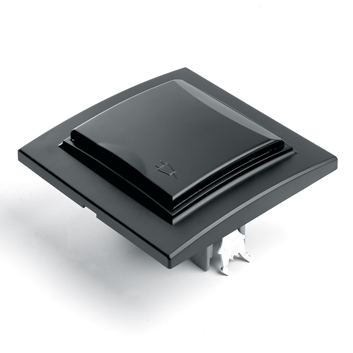 Эрна - Розетки и выключатели Stekker Розетка 1-местная c/з с крышкой STEKKER PST16-9012-03 16А с защ. шторкой Эрна черный с рамкой 39481