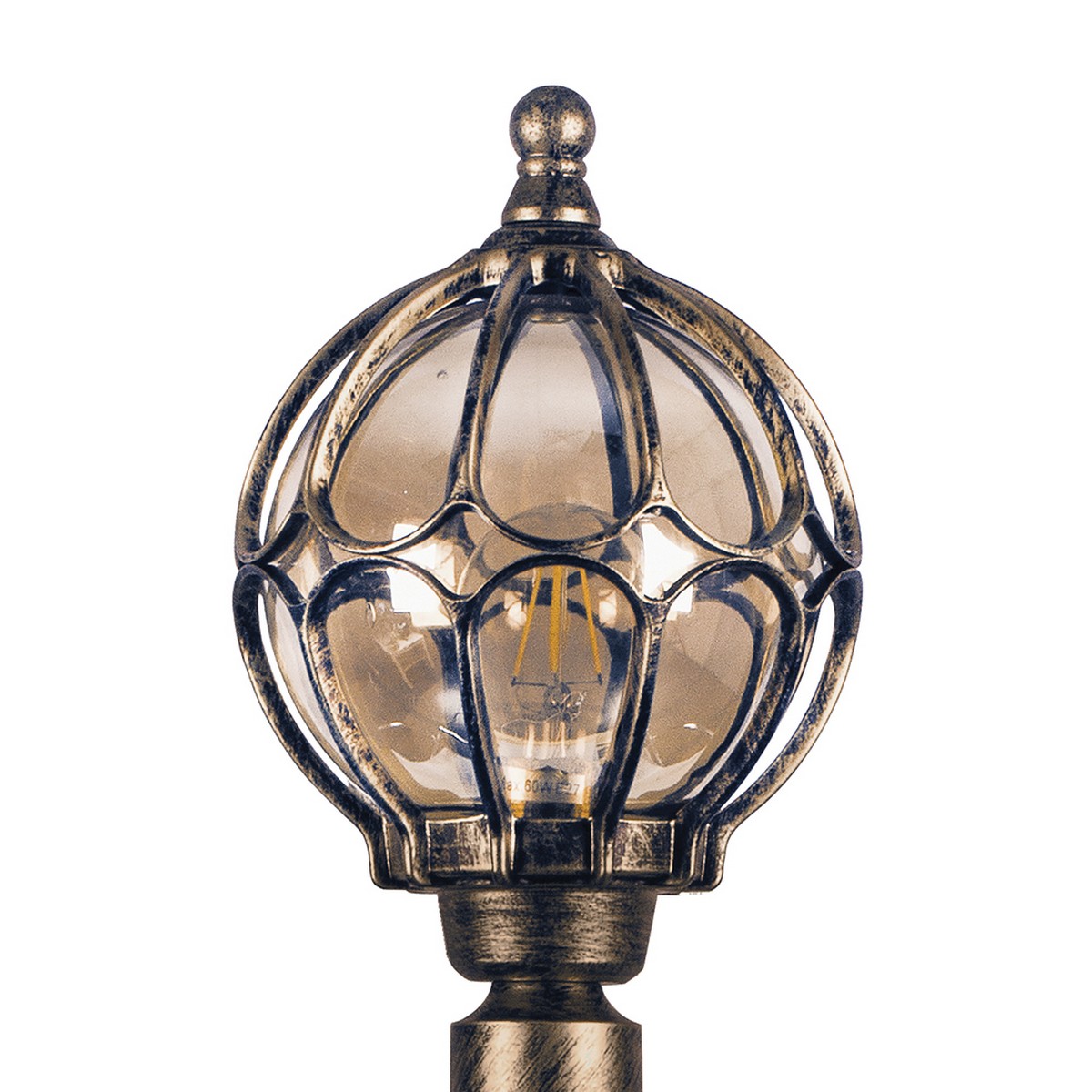 Уличные светильники столб Светильник садово-парковый Feron PL3706 круглый столб  60W 230V E27 черный золото 11374 