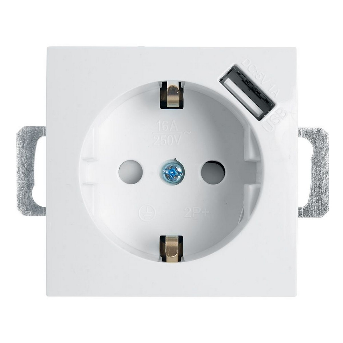 Эрна - Розетки и выключатели Stekker Розетка 1-местная с/з STEKKER PST16-9111-01 16А с защ. шторкой и с USB Эрна белый 39318