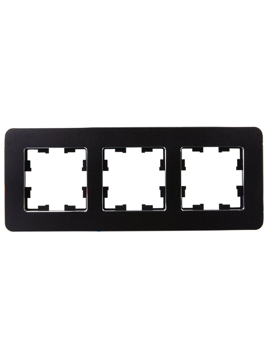 IEK Brite Рамки Рамка IEK BRITE DECOR Черный металл. скругл.угол 3-м РУ-3-1-Бр RE BR-M32-M-01-K02