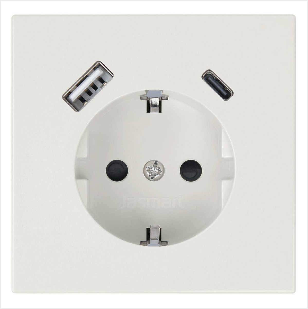 JASMART FD - розетки и выключатели Розетка JASMART FD SCHUKO с USB A+C с защитными шторками 25W Сахара 5501USB-25SH