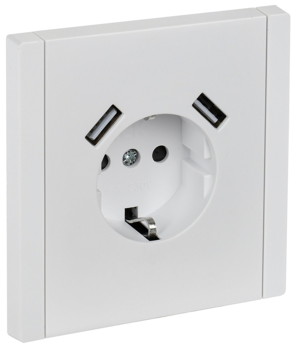IEK FORTE&PIANO Белый Розетка IEK FORTE&PIANO Белый с/з со шт винтовое крепление 16А USB A+A 3,1А FP245