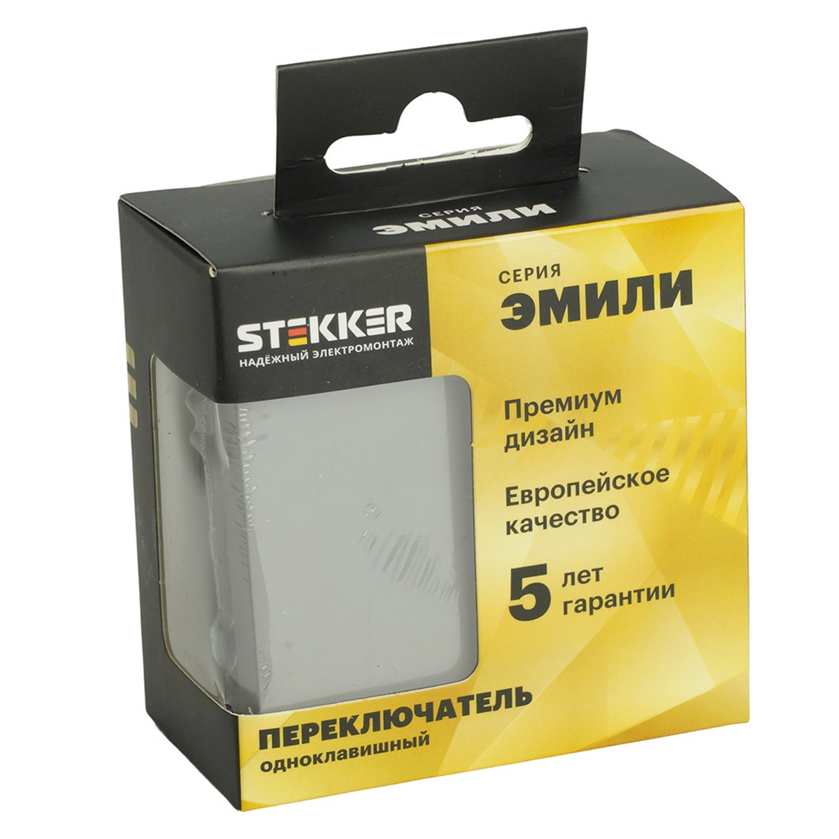 Эмили - Розетки и выключатели Stekker Переключатель 1-клавишный STEKKER Эмили RSW10-5105-10 платиново-серый soft touch 49945