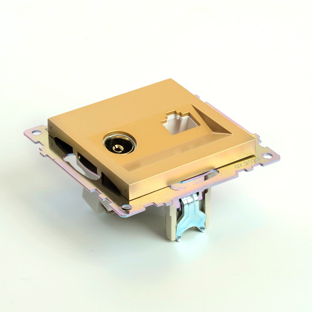 Катрин - Розетки и выключатели Stekker Розетка TV + компьютерная RJ-45 STEKKER GLS00-7106-08 Катрин золото 49230