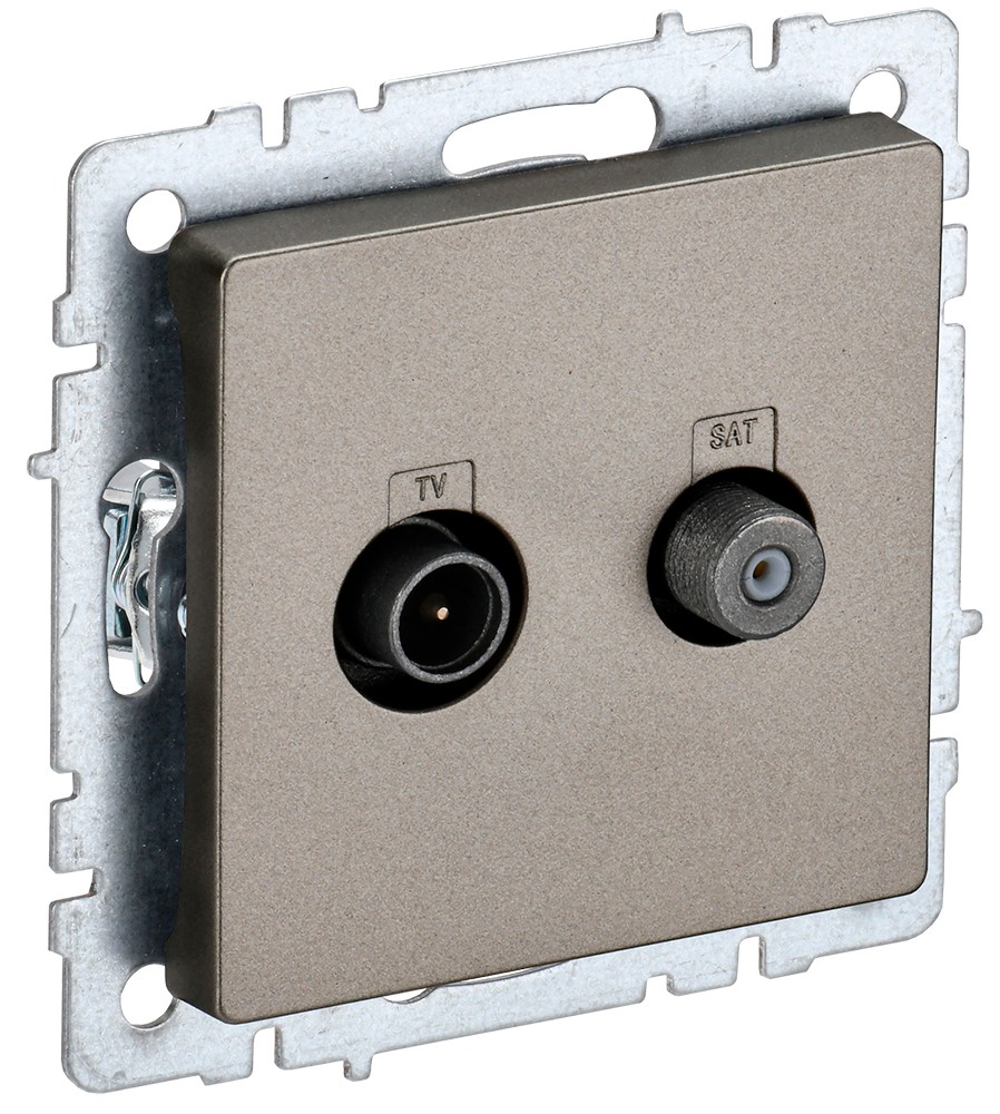 IEK Brite Шампань Розетка IEK BRITE двойная TV+SAT РТВ/РСп12-БрШ шампань BR-AF20-O-K37