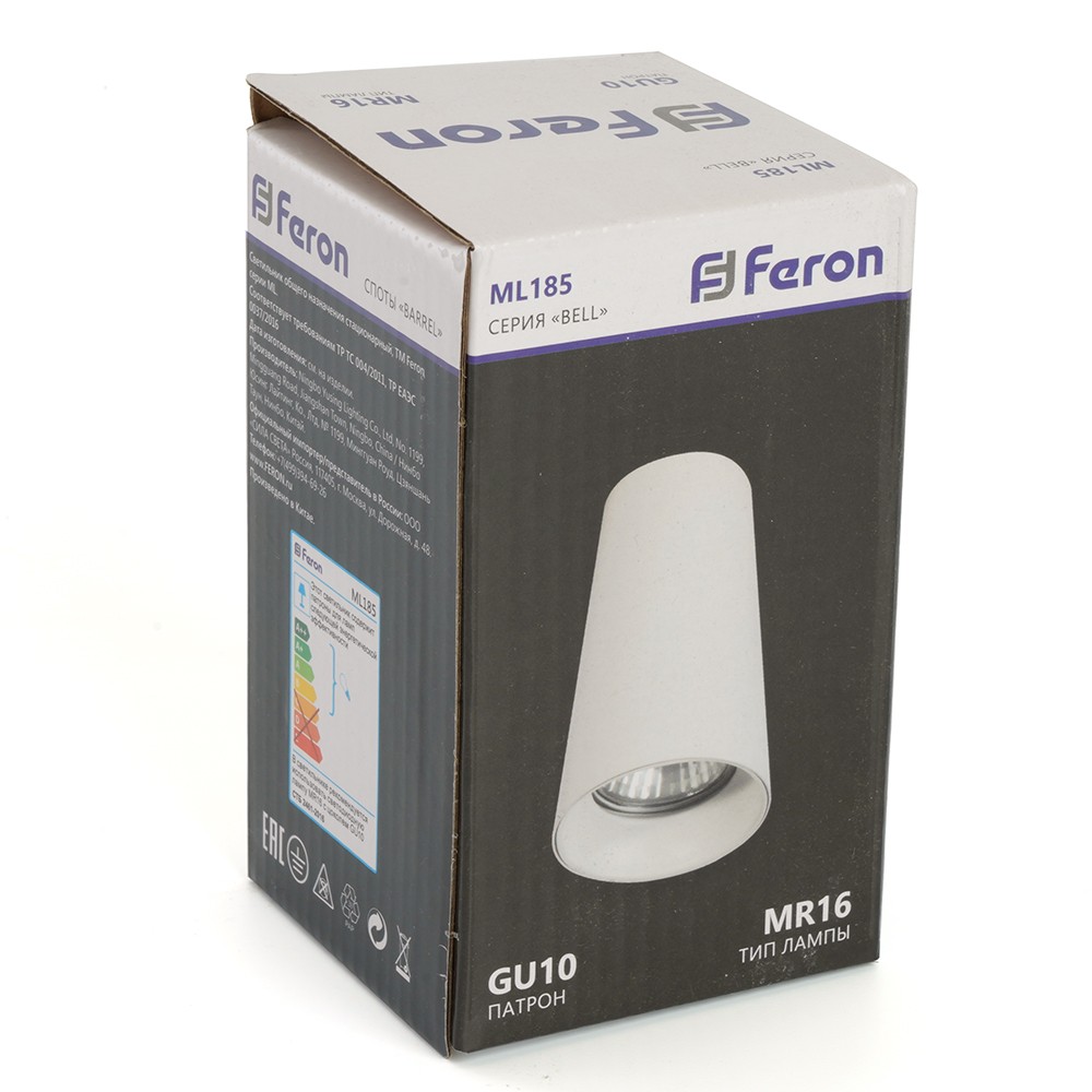 Светильники споты светодиодные Светильник спот потолочный Feron ML185 Barrel BELL GU10 белый 48416 