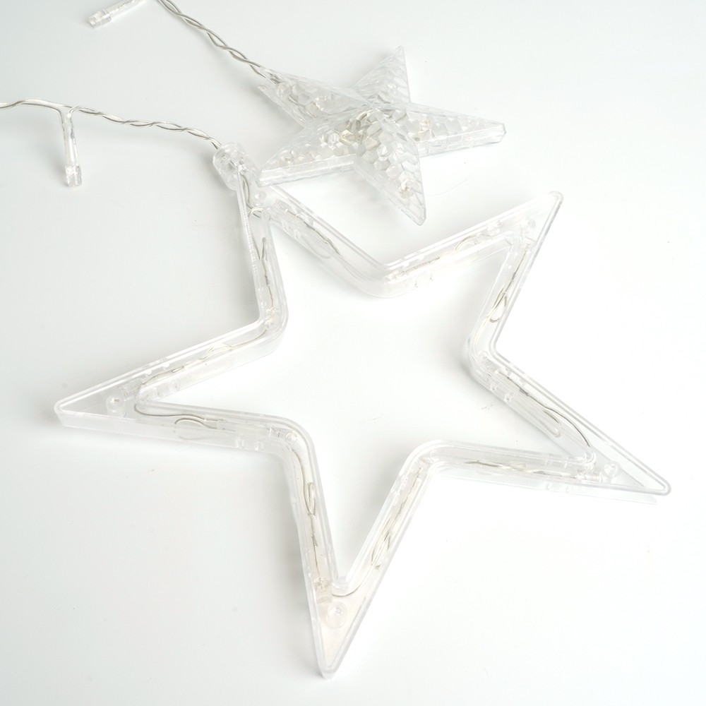 Светодиодная гирлянда Feron CL29 бахрома Звезды 3*1м + 3м 230V 5000K статичная c питанием от сети прозрачный шнур 48614