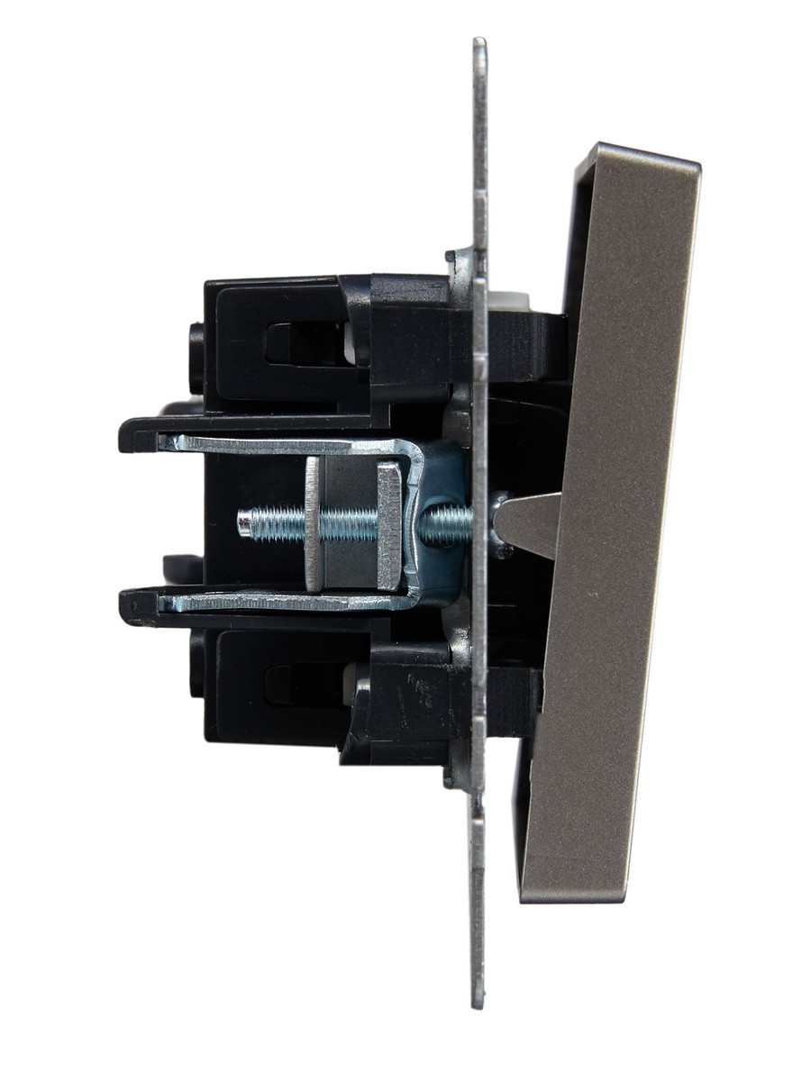 IEK Brite Сталь Выключатель IEK BRITE BASE Сталь 1-кл. прох. с инд. 10А ВС10-1-7-БрС BR-V12-1-10-K46