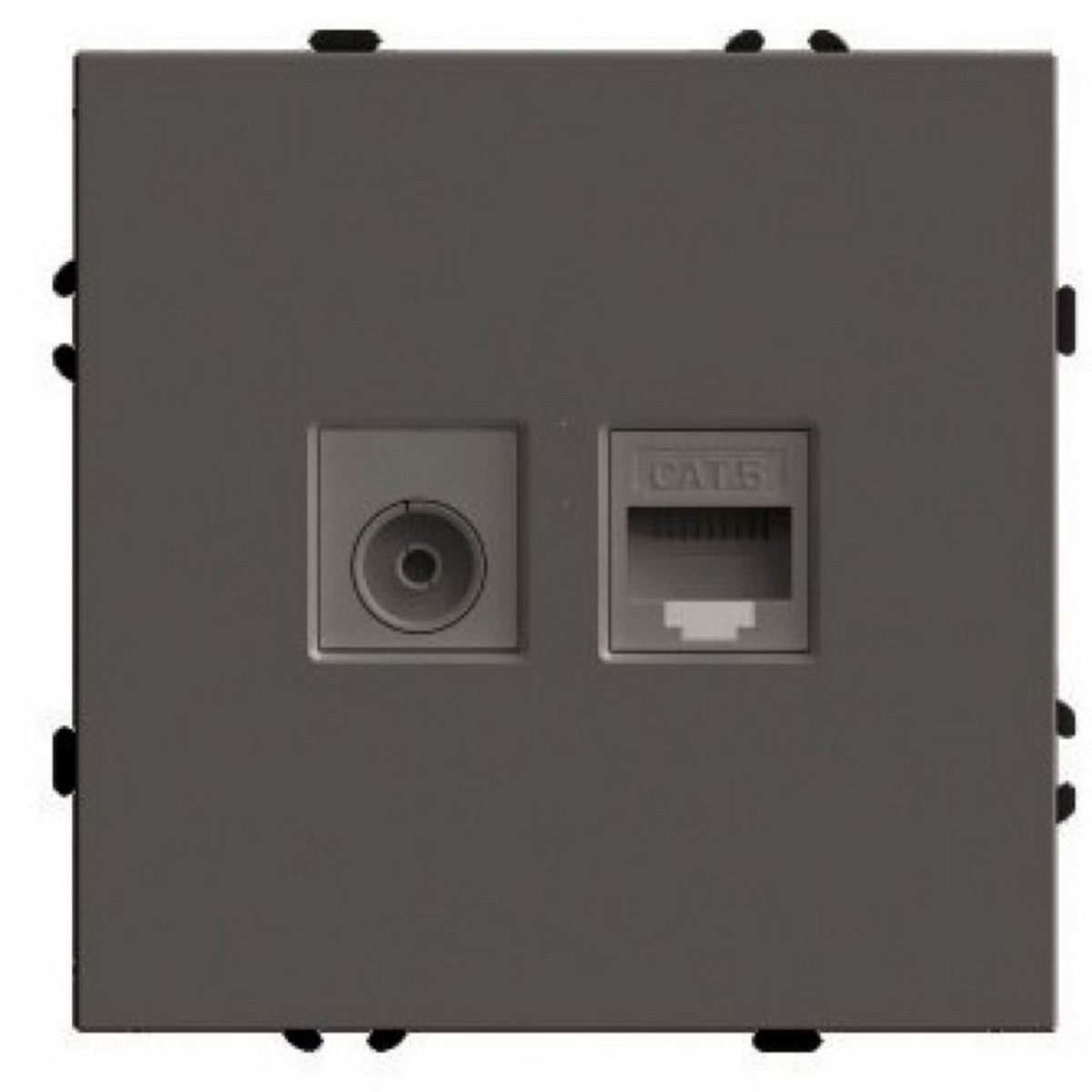 Эмили - Розетки и выключатели Stekker Розетка TV + компьютерная RJ-45 STEKKER Эмили RST00-5106-09 антрацит soft touch