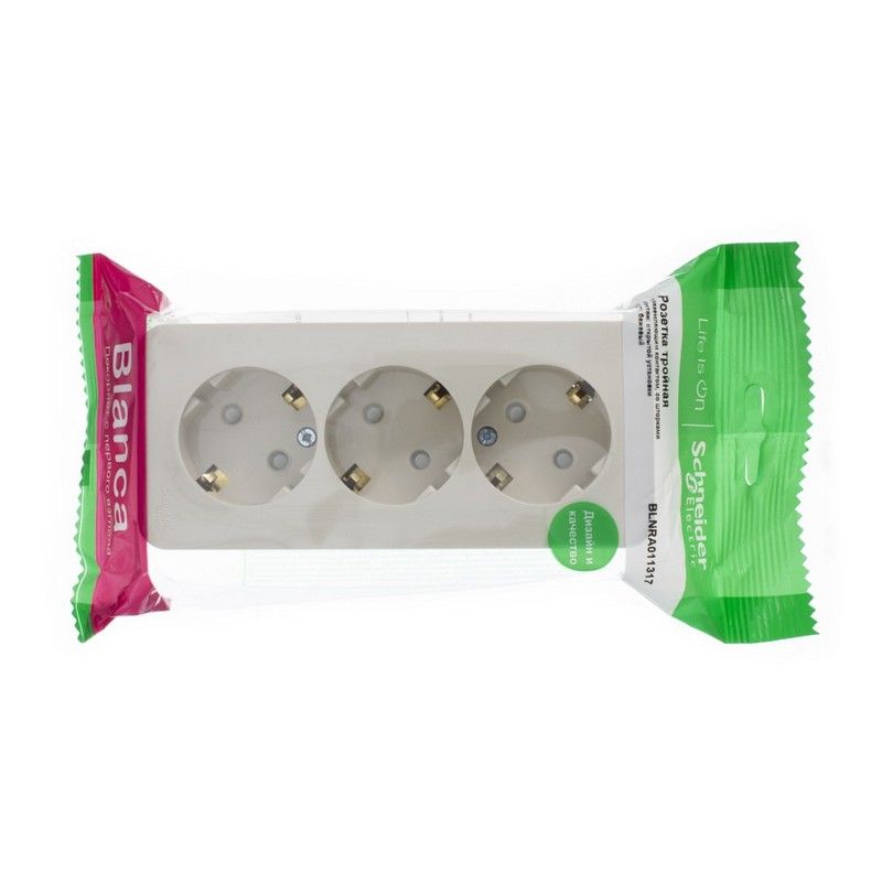 Blanca бежевые розетки и выключатели Розетка SE Blanca 3-ая Бежевый наружный с/з со шторками изолир. пластина BLNRA011317