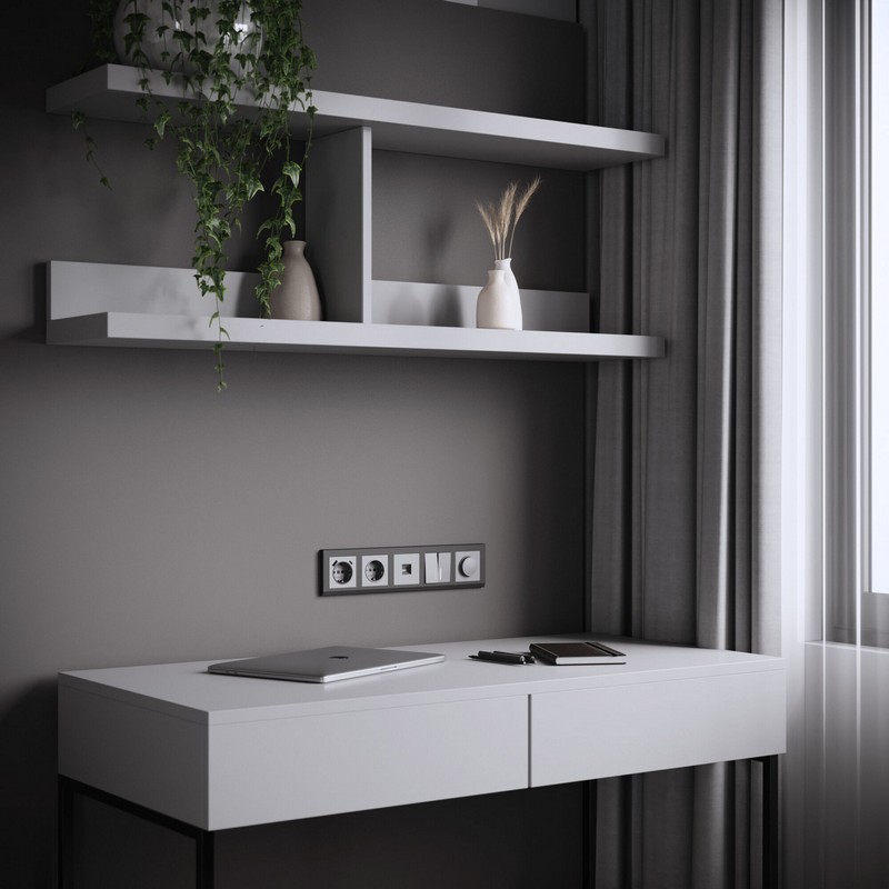 Werkel Серебряный матовый Розетка Werkel с заземлением, шторками и USB тип A+C  (серебряный матовый) W1171765