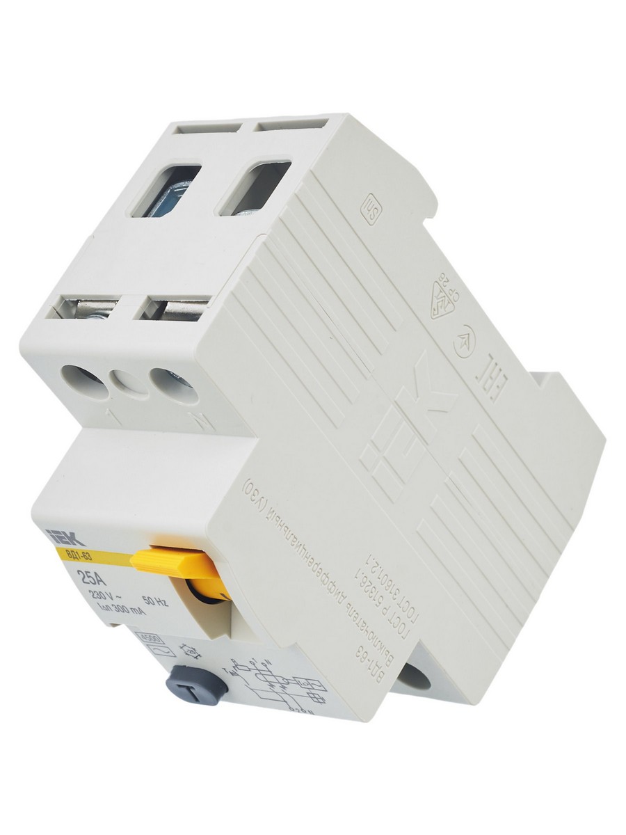 IEK Выключатель дифференциальный IEK KARAT ВД1-63 (УЗО) 2Р 25А 300мА MDV10-2-025-300 