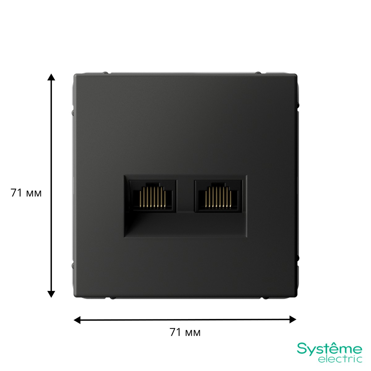 ArtGallery Базальт Розетка Systeme Electric ArtGallery Базальт двойная компьютерная RJ45+RJ45 кат.6А GAL001488