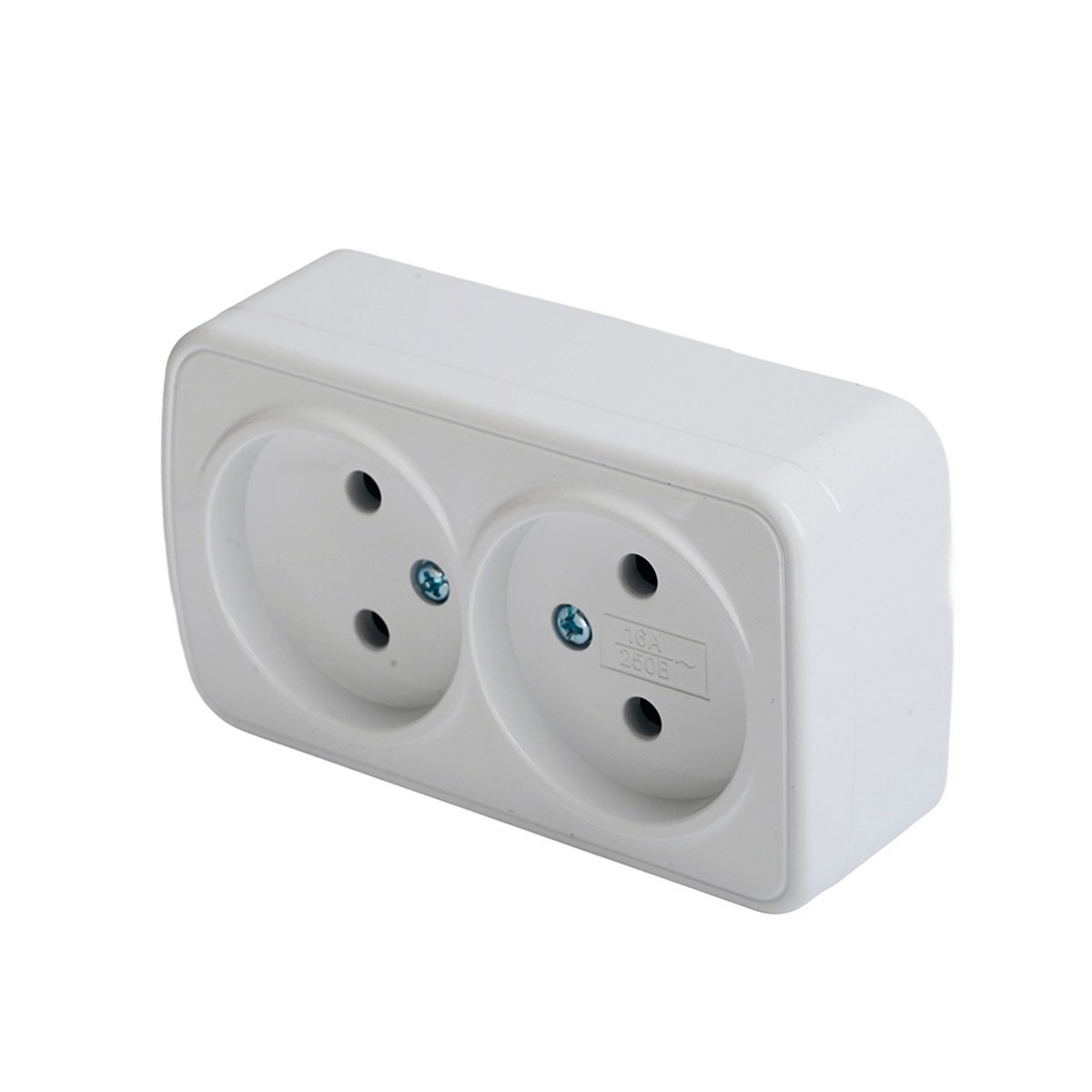 Накладные розетки и выключатели Stekker Розетка накладная STEKKER PST10-502-20 2-местная б/з Basic белый 50075