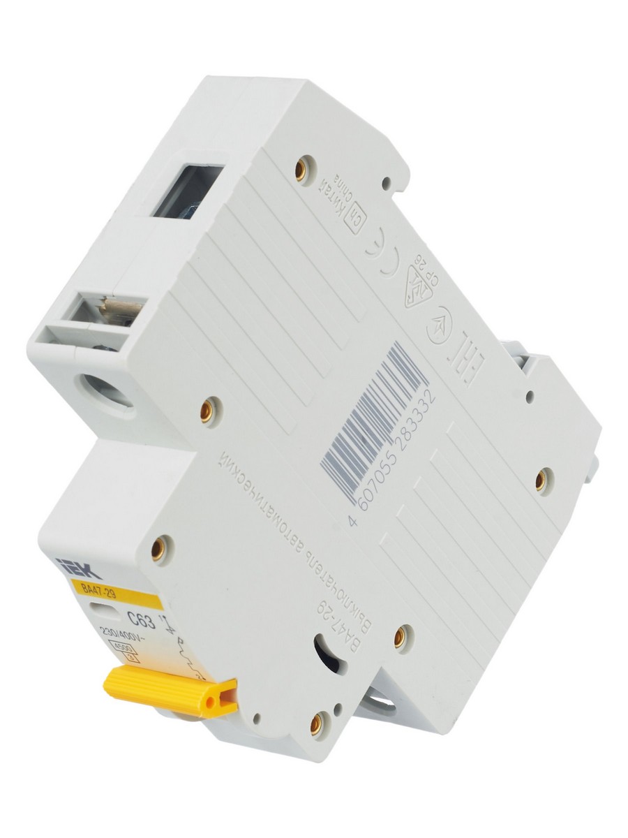 1 полюсные (однополюсные) Автоматический выключатель IEK KARAT ВА47-29 1Р 63А 4,5кА х-ка С MVA20-1-063-C 