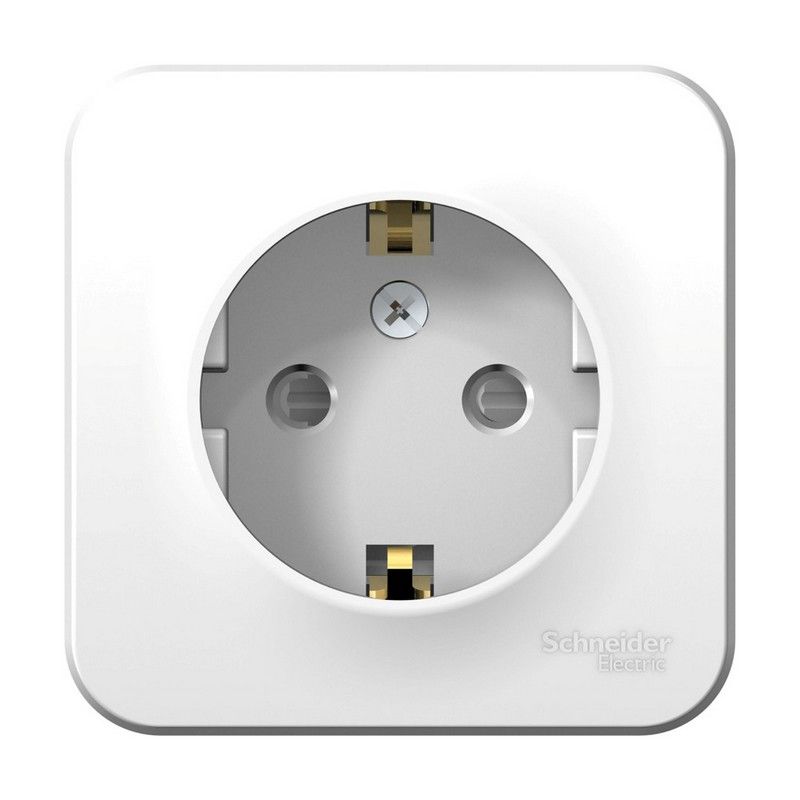 Blanca белые розетки и выключатели Розетка SE Blanca с/з Белый наружный со шторками изолир. пластина BLNRA011111